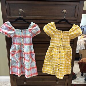 Never Worn Puff Sleeve Sundresses with Square Neck Size M 7-8.  Two dresses